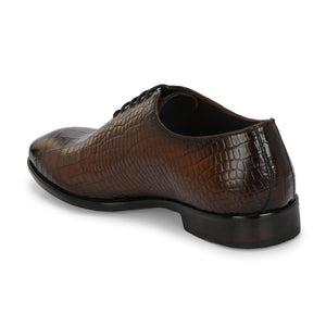 Egoss Textured Leather Lace-Up Shoes
