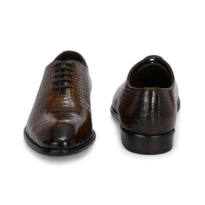 Egoss Textured Leather Lace-Up Shoes