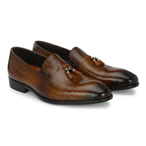 Egoss Platinum Tassel Shoes For Men