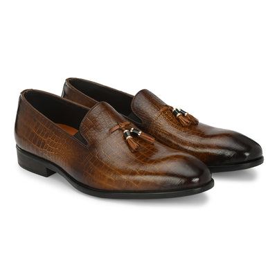Egoss Platinum Tassel Shoes For Men