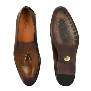 Egoss Platinum Tassel Shoes For Men