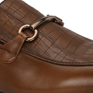 Egoss Platinum Printed Loafers For Men