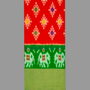 Red Handloom Silk Pavadai Material With Tie & Dye Motifs-Red