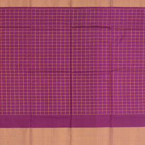 Peach Handloom Silk Pavadai Material With Checks and Tie & Dye Motifs -Peach
