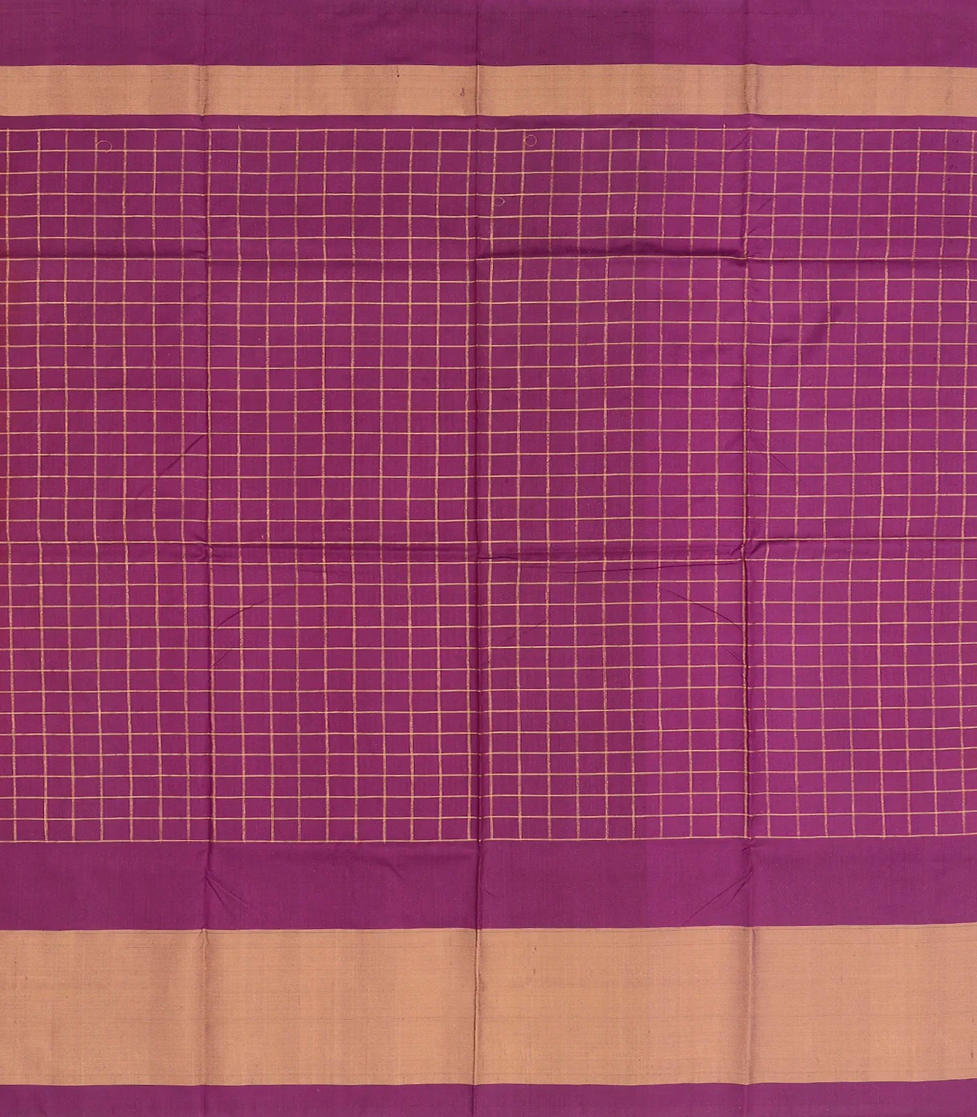 Peach Handloom Silk Pavadai Material With Checks and Tie & Dye Motifs -Peach