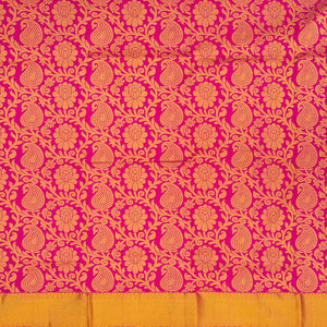 Pink Handloom Silk Pavadai Material With Mango Motifs-Pink