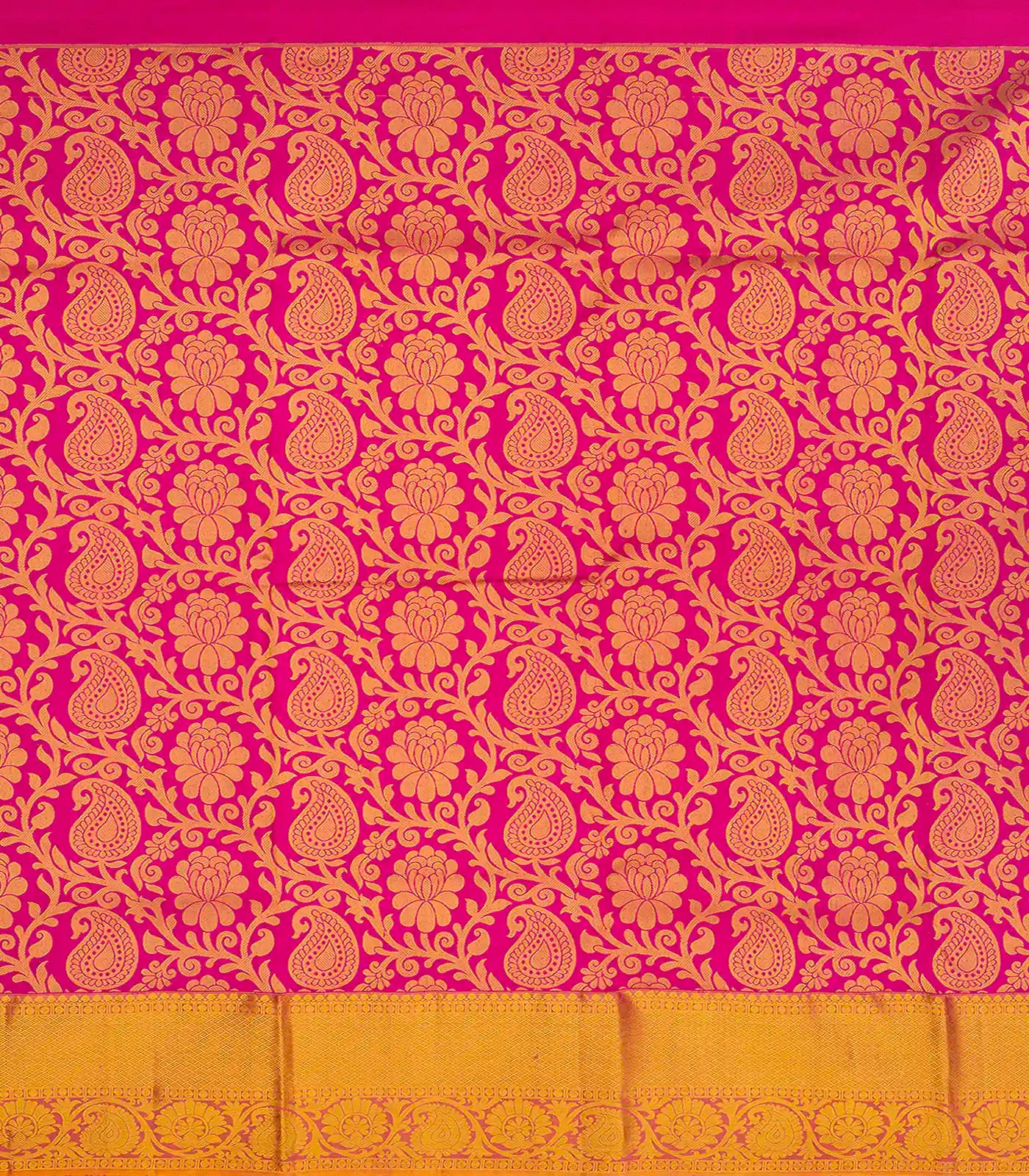 Pink Handloom Silk Pavadai Material With Mango Motifs-Pink
