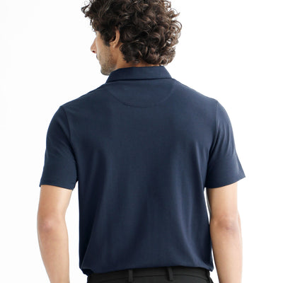 Rare Rabbit Men's Poka Navy Cotton Lycra Fabric Collared Neck Half Sleeves Polo T-Shirt