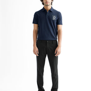 Rare Rabbit Men's Poka Navy Cotton Lycra Fabric Collared Neck Half Sleeves Polo T-Shirt