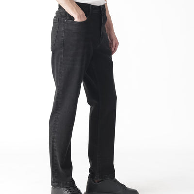 Rare Rabbit Men's Polin Black Dark Wash Mid-Rise Slim Fit Jeans