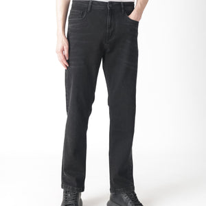 Rare Rabbit Men's Polin Black Dark Wash Mid-Rise Slim Fit Jeans