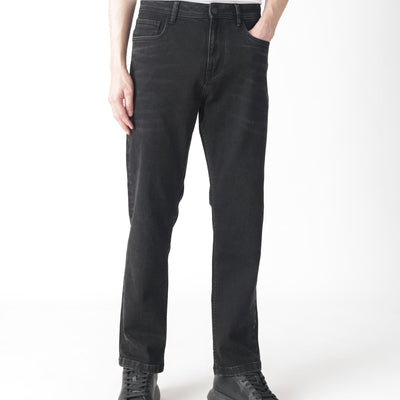 Rare Rabbit Men's Polin Black Dark Wash Mid-Rise Slim Fit Jeans