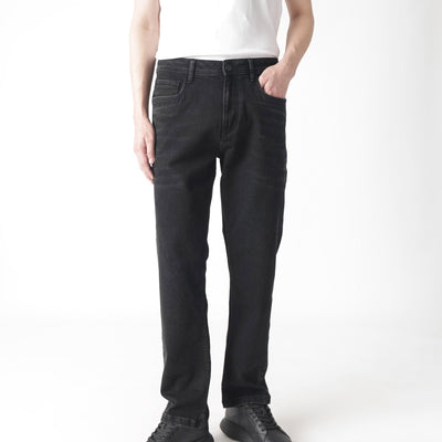 Rare Rabbit Men's Polin Black Dark Wash Mid-Rise Slim Fit Jeans