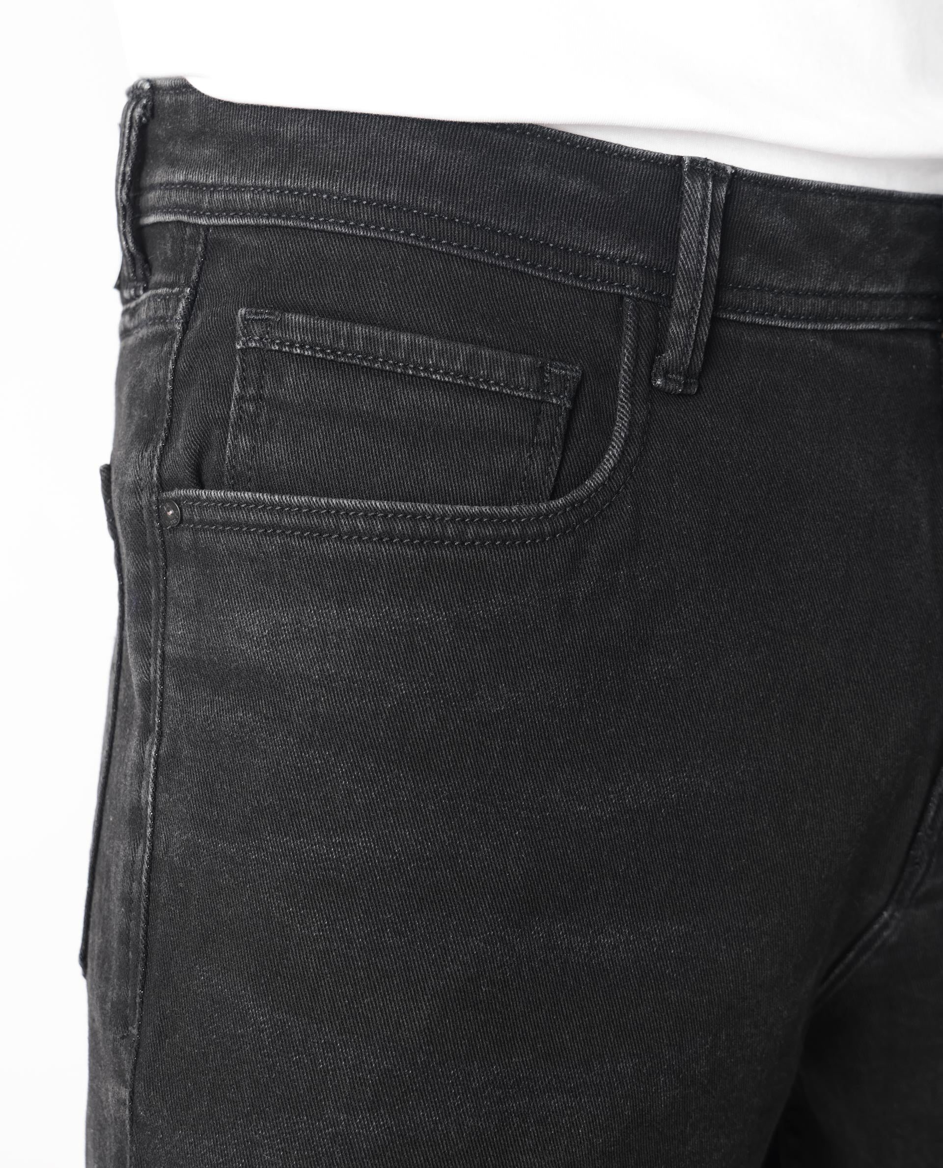 Rare Rabbit Men's Polin Black Dark Wash Mid-Rise Slim Fit Jeans