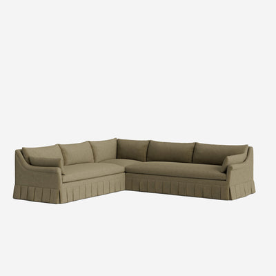 Portola Rolled Arm Luxe Depth Pleated Corner Sectional Sofa