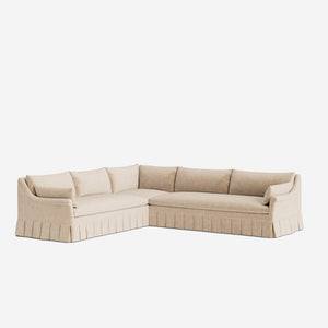 Portola Rolled Arm Luxe Depth Pleated Corner Sectional Sofa