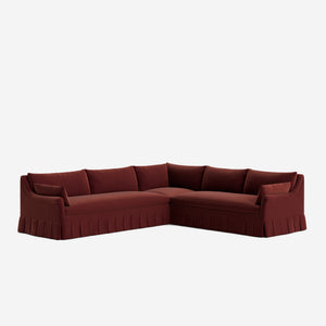 Portola Rolled Arm Luxe Depth Pleated Corner Sectional Sofa