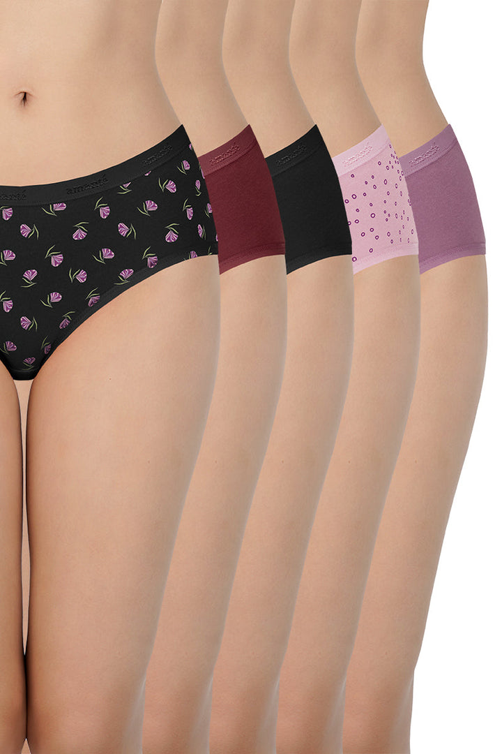 Assorted Mid Rise Hipster Panty (Pack of 5)