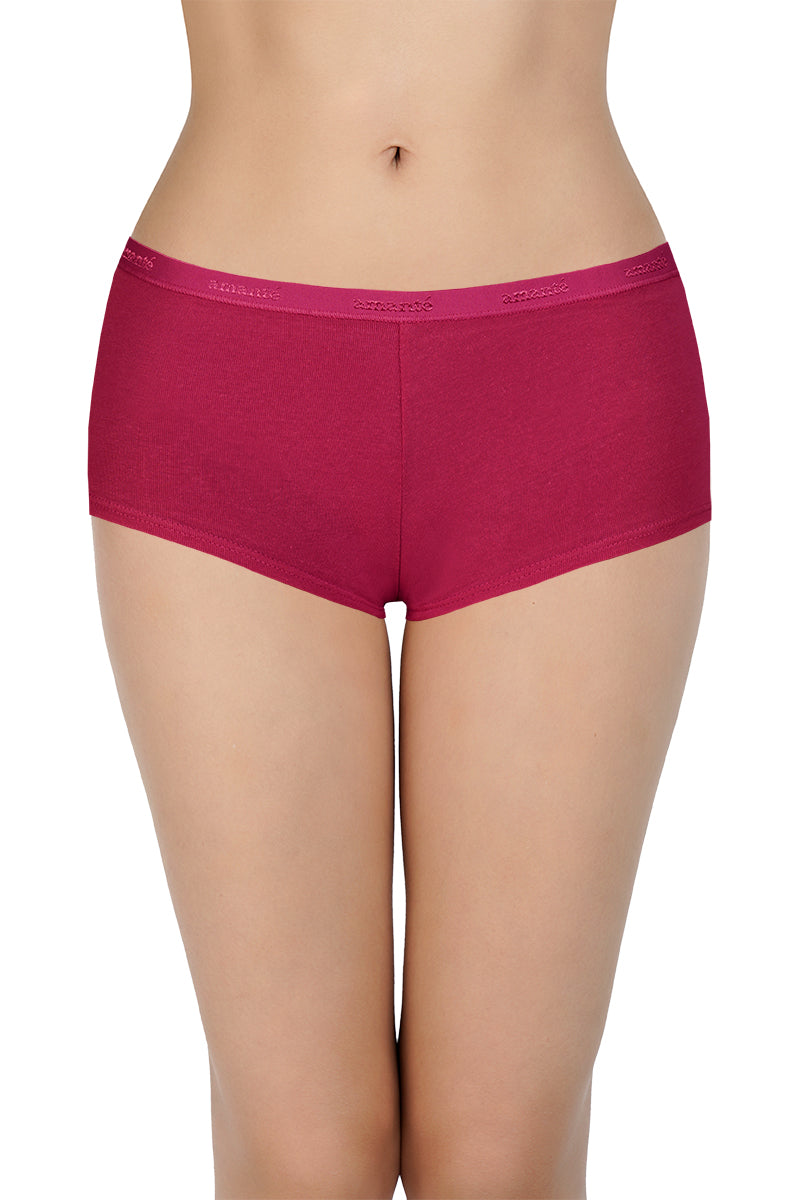 Solid Mid Rise Boyshorts (Pack of 2)