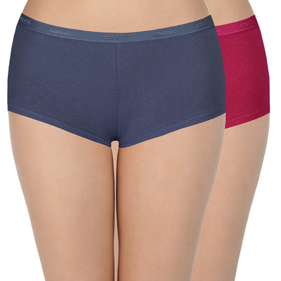 Solid Mid Rise Boyshorts (Pack of 2)