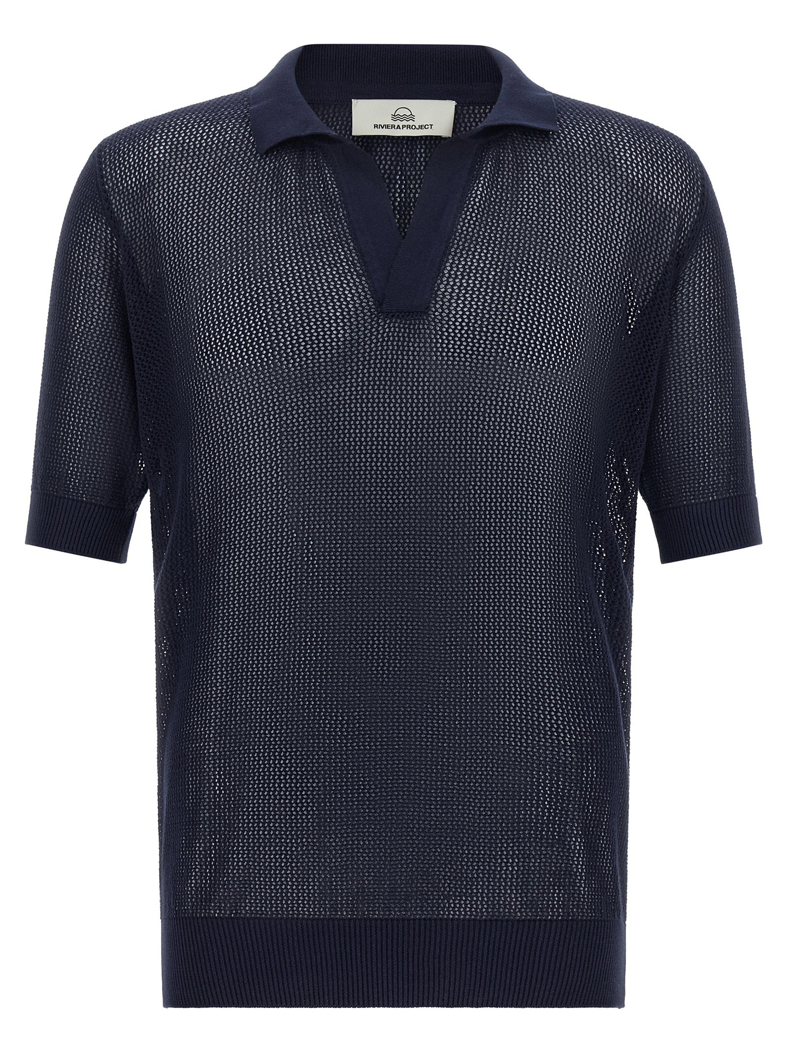 Riviera Project Openwork Cotton Polo Shirt