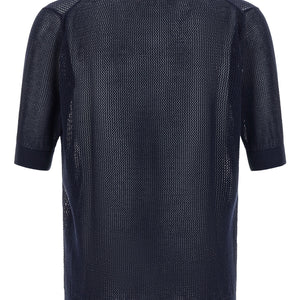 Riviera Project Openwork Cotton Polo Shirt
