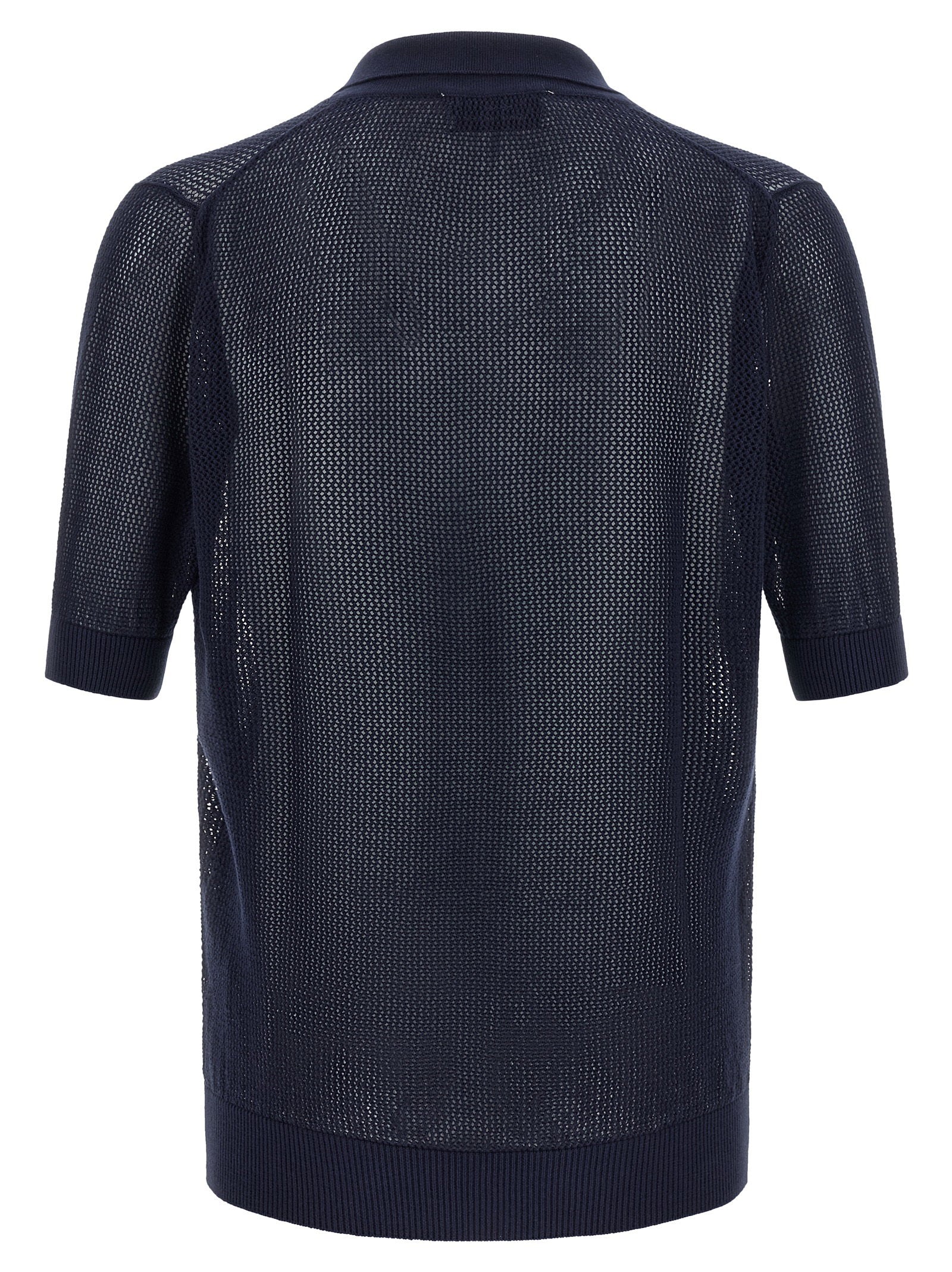 Riviera Project Openwork Cotton Polo Shirt