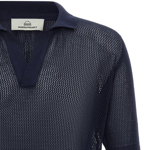 Riviera Project Openwork Cotton Polo Shirt