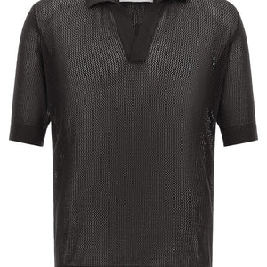 Riviera Project Openwork Cotton Polo Shirt