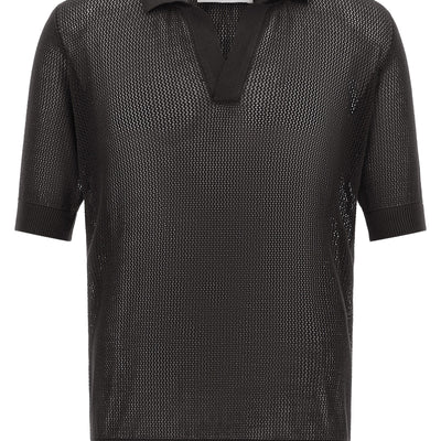Riviera Project Openwork Cotton Polo Shirt