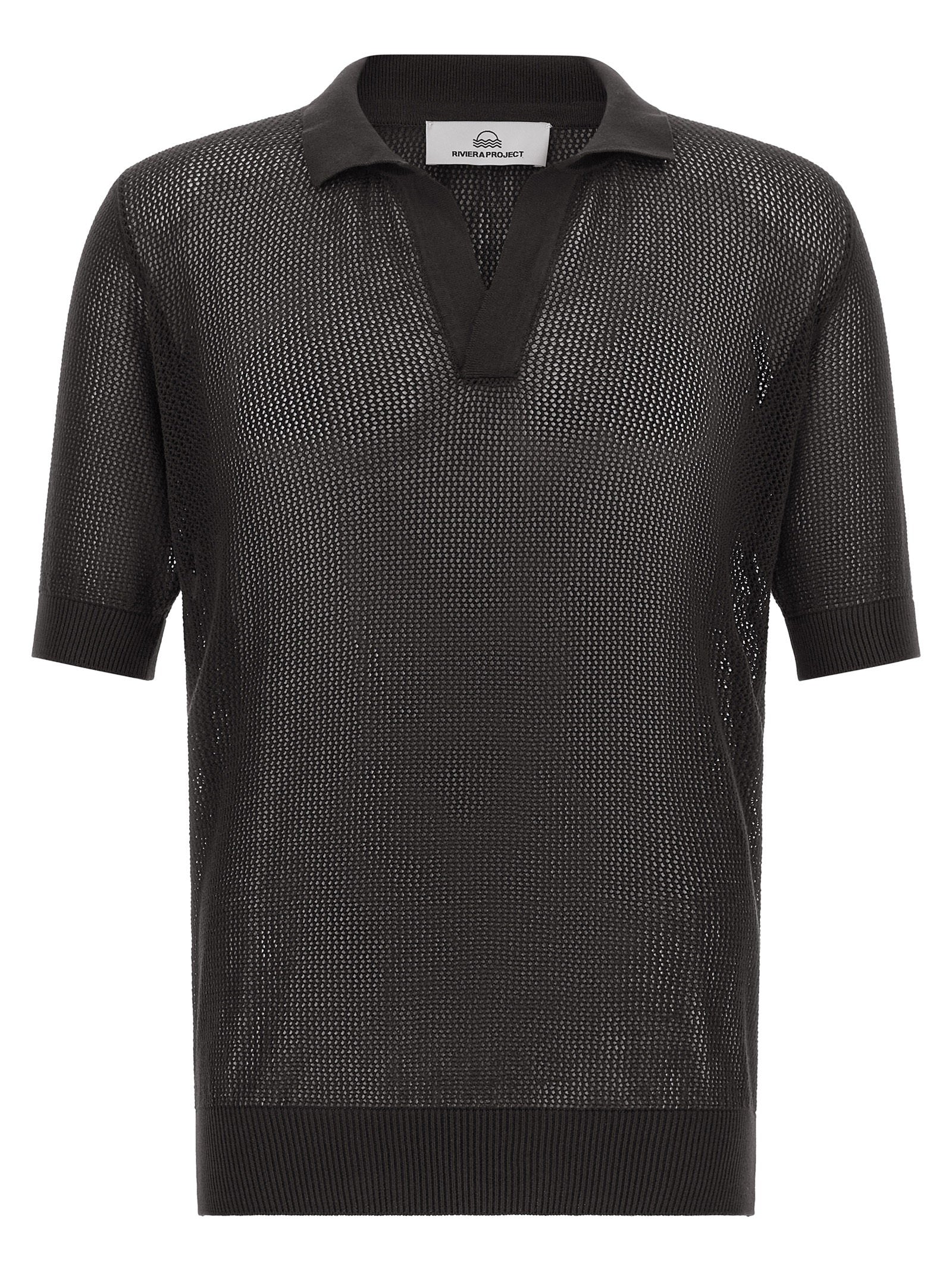 Riviera Project Openwork Cotton Polo Shirt