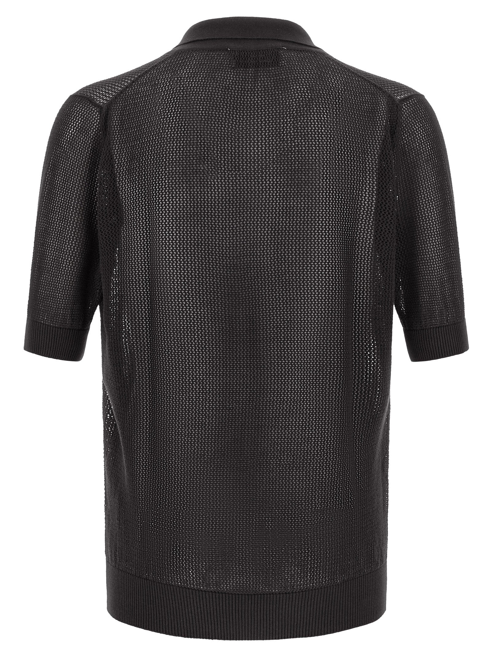 Riviera Project Openwork Cotton Polo Shirt