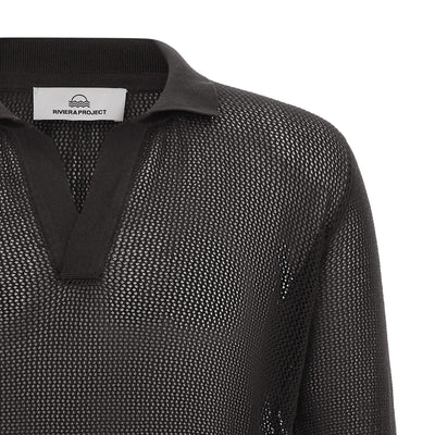 Riviera Project Openwork Cotton Polo Shirt
