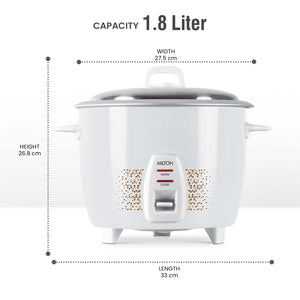 Milton Euroline Prime 1.8 Litre Electric Rice Cooker | 700 Watts | White