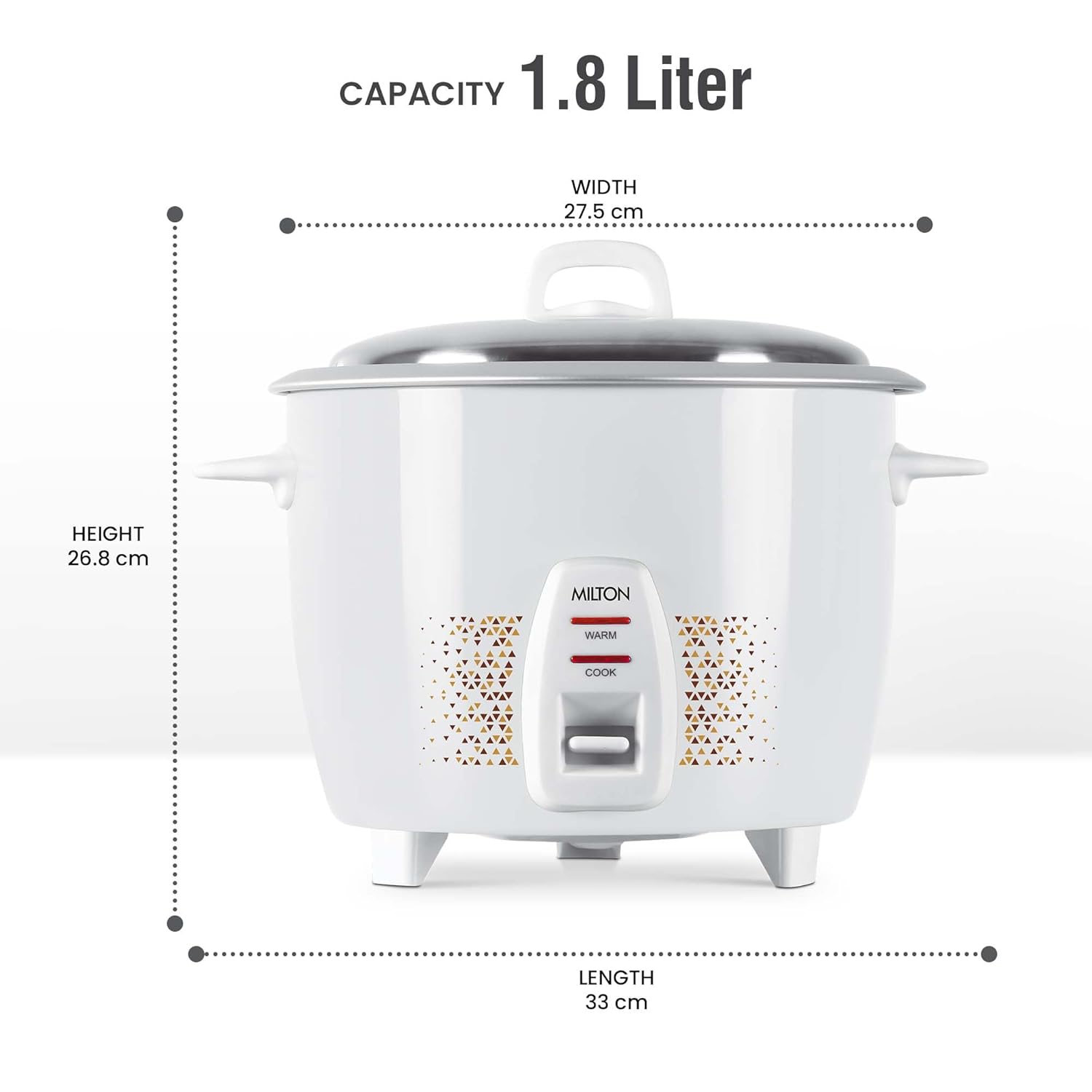 Milton Euroline Prime 1.8 Litre Electric Rice Cooker | 700 Watts | White