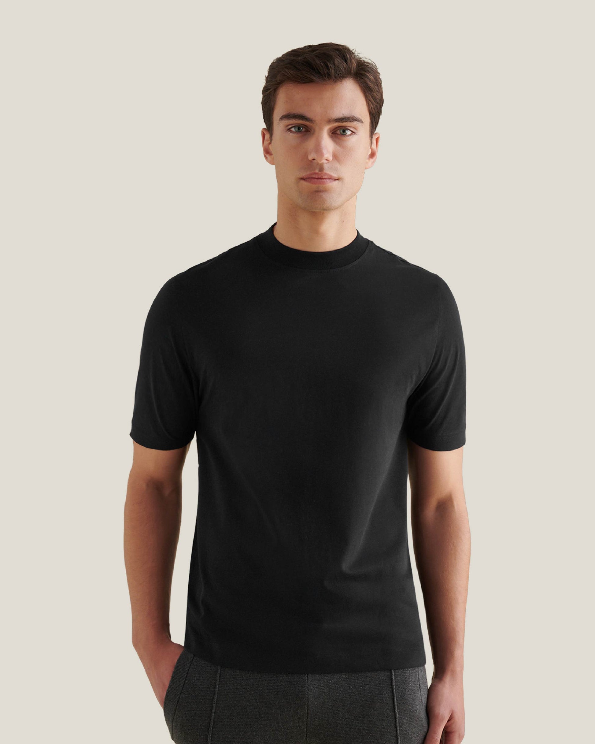 Peckham Rye Mercerised Cotton Black T-Shirt