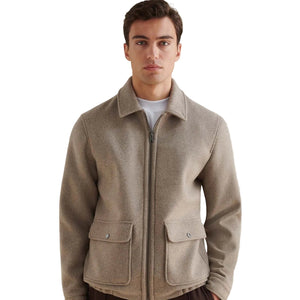 Peckham Rye Wool Blend Simply Taupe Bomber Jacket