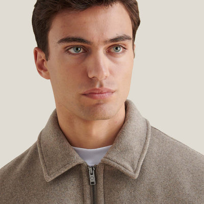 Peckham Rye Wool Blend Simply Taupe Bomber Jacket