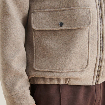 Peckham Rye Wool Blend Simply Taupe Bomber Jacket