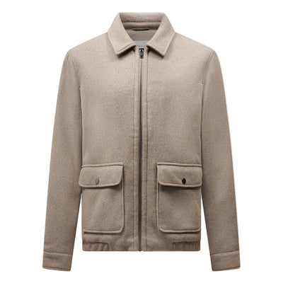 Peckham Rye Wool Blend Simply Taupe Bomber Jacket
