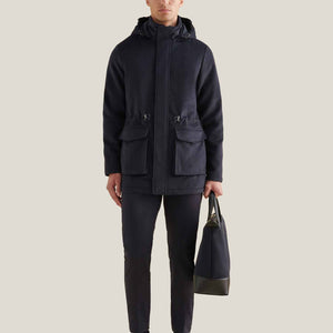 Peckham Rye Wool Blend Dark Sapphire Navy Padded Parka Jacket