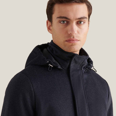 Peckham Rye Wool Blend Dark Sapphire Navy Padded Parka Jacket