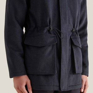 Peckham Rye Wool Blend Dark Sapphire Navy Padded Parka Jacket