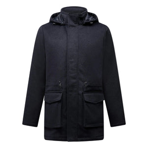 Peckham Rye Wool Blend Dark Sapphire Navy Padded Parka Jacket