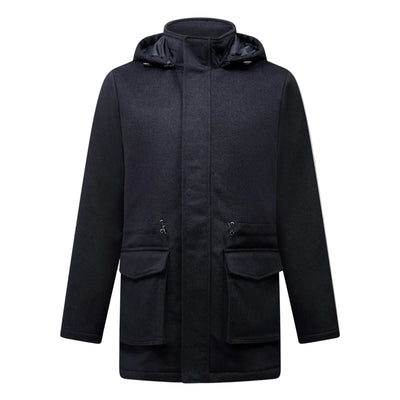 Peckham Rye Wool Blend Dark Sapphire Navy Padded Parka Jacket
