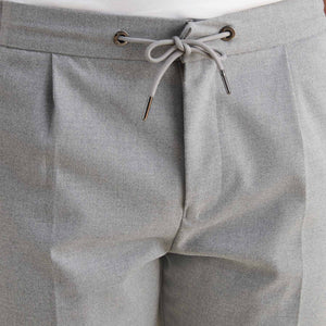 Peckham Rye Flannel Light Grey Marl Tech Drawstring Trousers