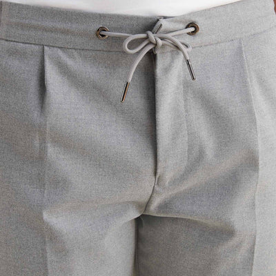 Peckham Rye Flannel Light Grey Marl Tech Drawstring Trousers