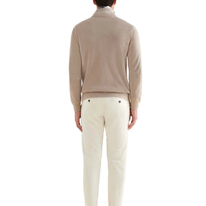 Peckham Rye Cotton Blend Rib Knit Simply Taupe 1/4 Zip