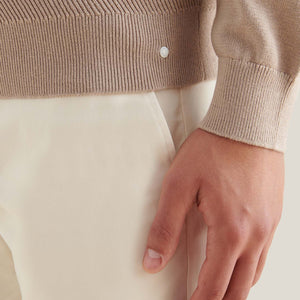 Peckham Rye Cotton Blend Rib Knit Simply Taupe 1/4 Zip