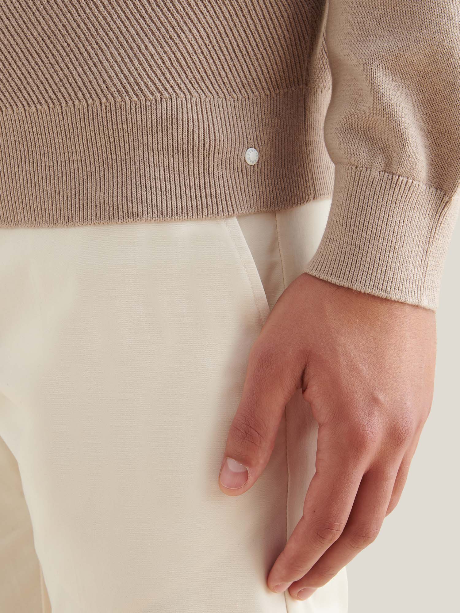 Peckham Rye Cotton Blend Rib Knit Simply Taupe 1/4 Zip